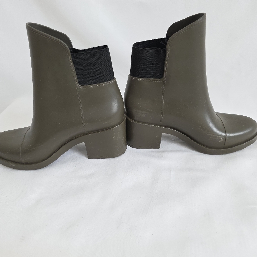 Melissa Welly Heeled Rain Boots Olive Ankle - Picture 6 of 7